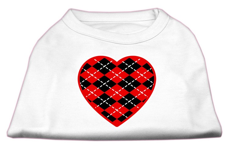 Argyle Heart Red Screen Print Shirt White XS